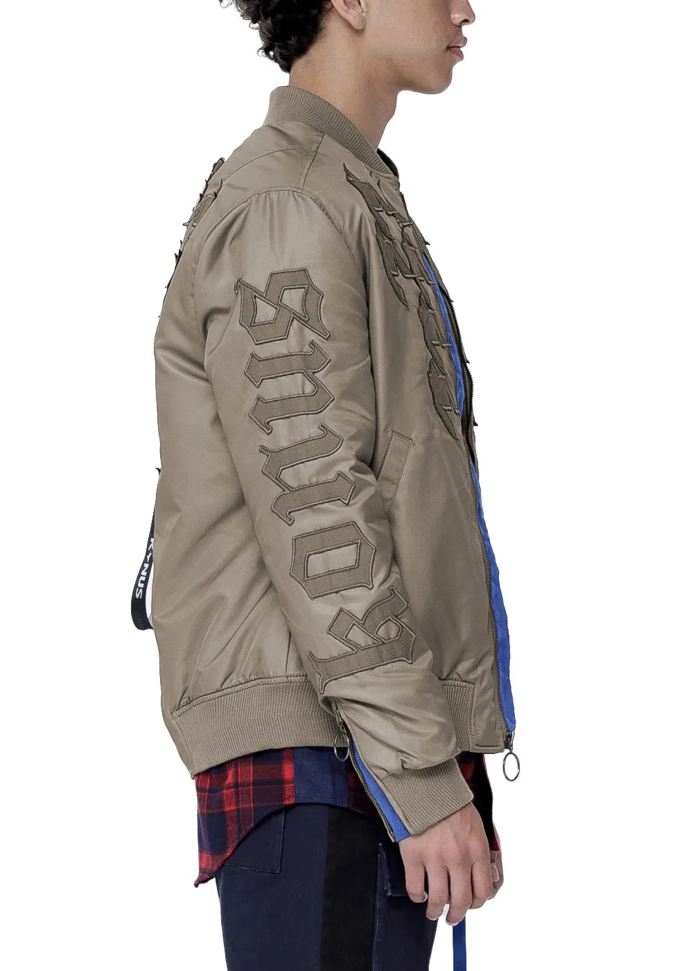 Konus Men's Ma-1  Houndstooth Bomber Jacket
