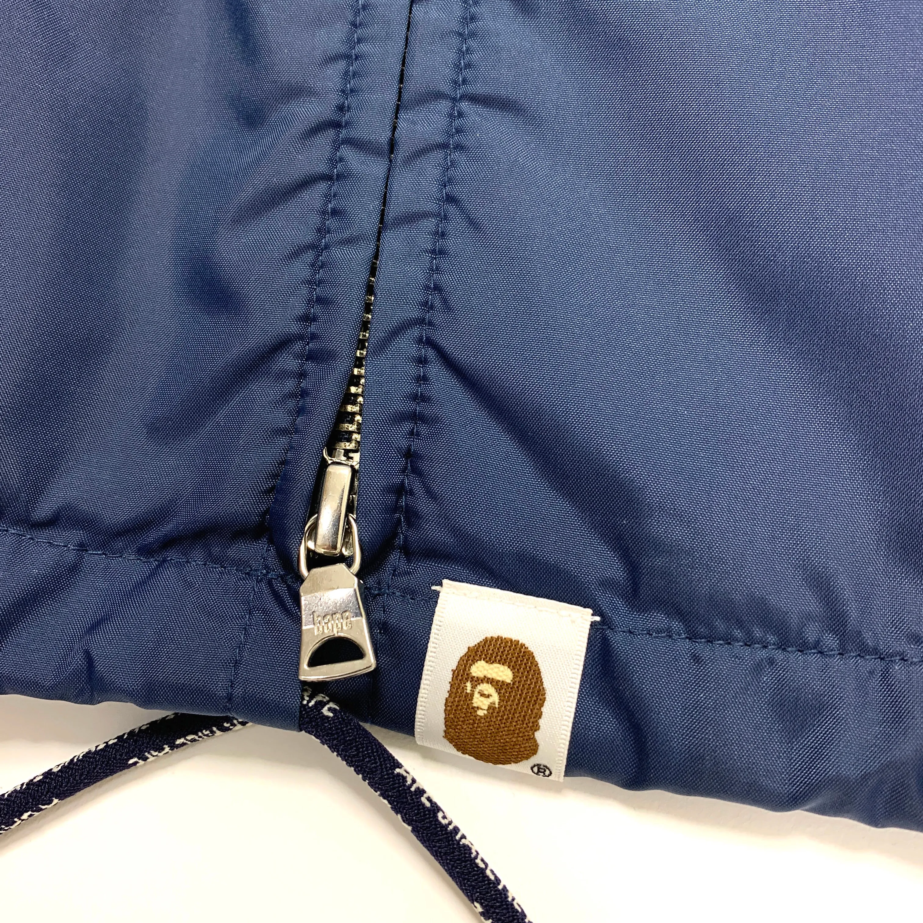 [L] A Bathing Ape Bape Classics Racing Jacket Nylon Navy