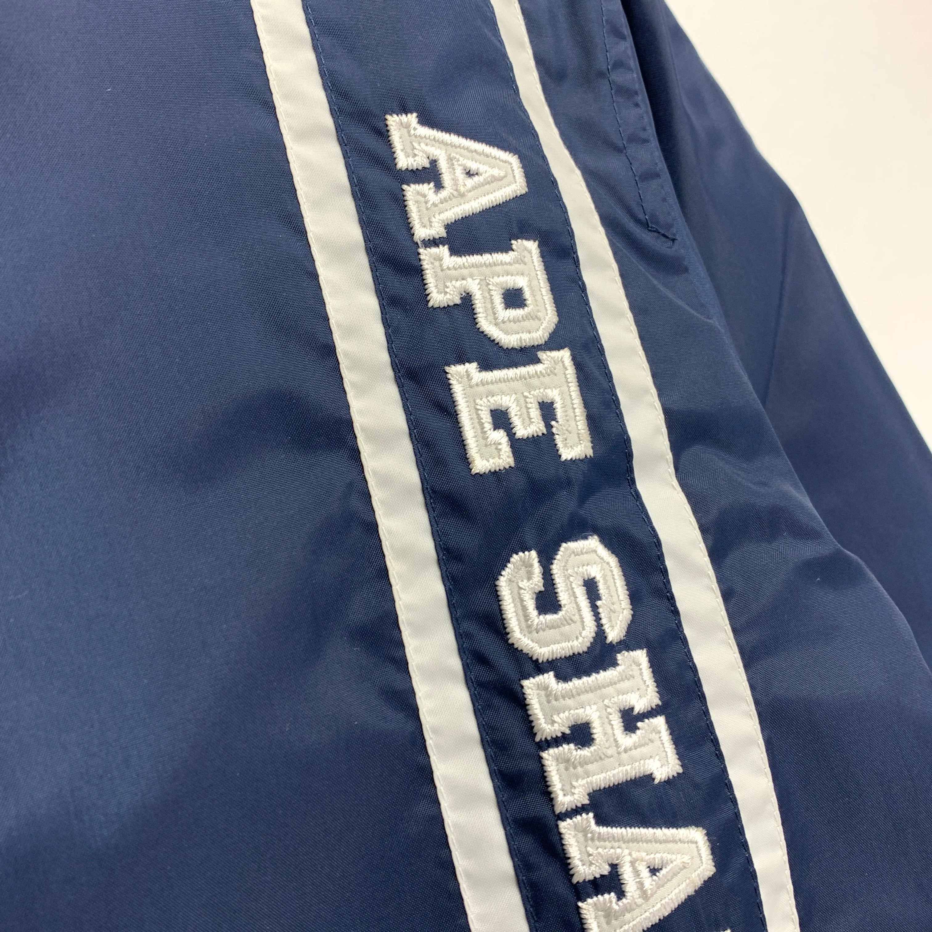 [L] A Bathing Ape Bape Classics Racing Jacket Nylon Navy