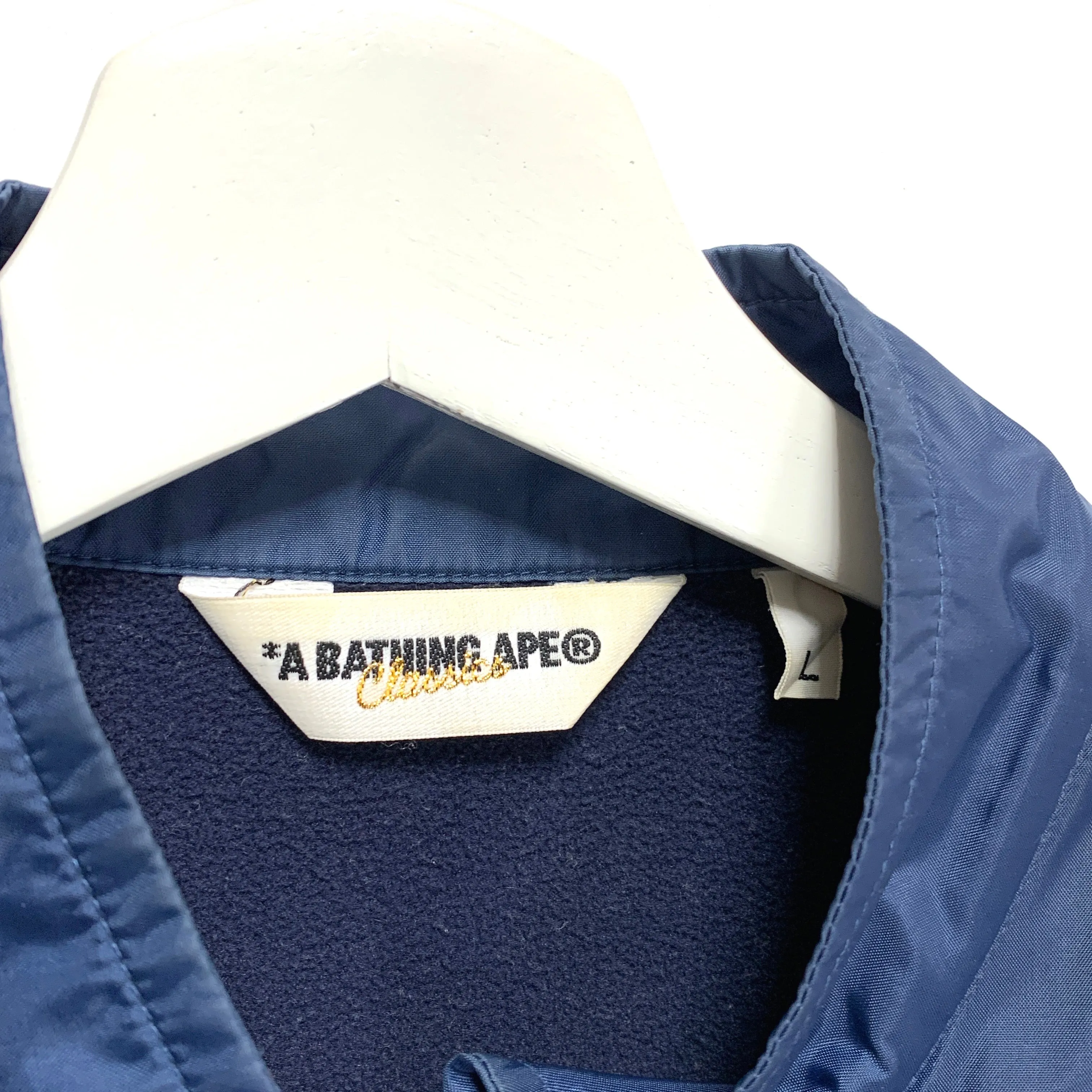 [L] A Bathing Ape Bape Classics Racing Jacket Nylon Navy