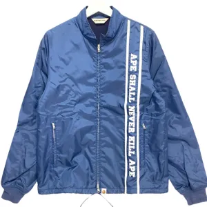 [L] A Bathing Ape Bape Classics Racing Jacket Nylon Navy