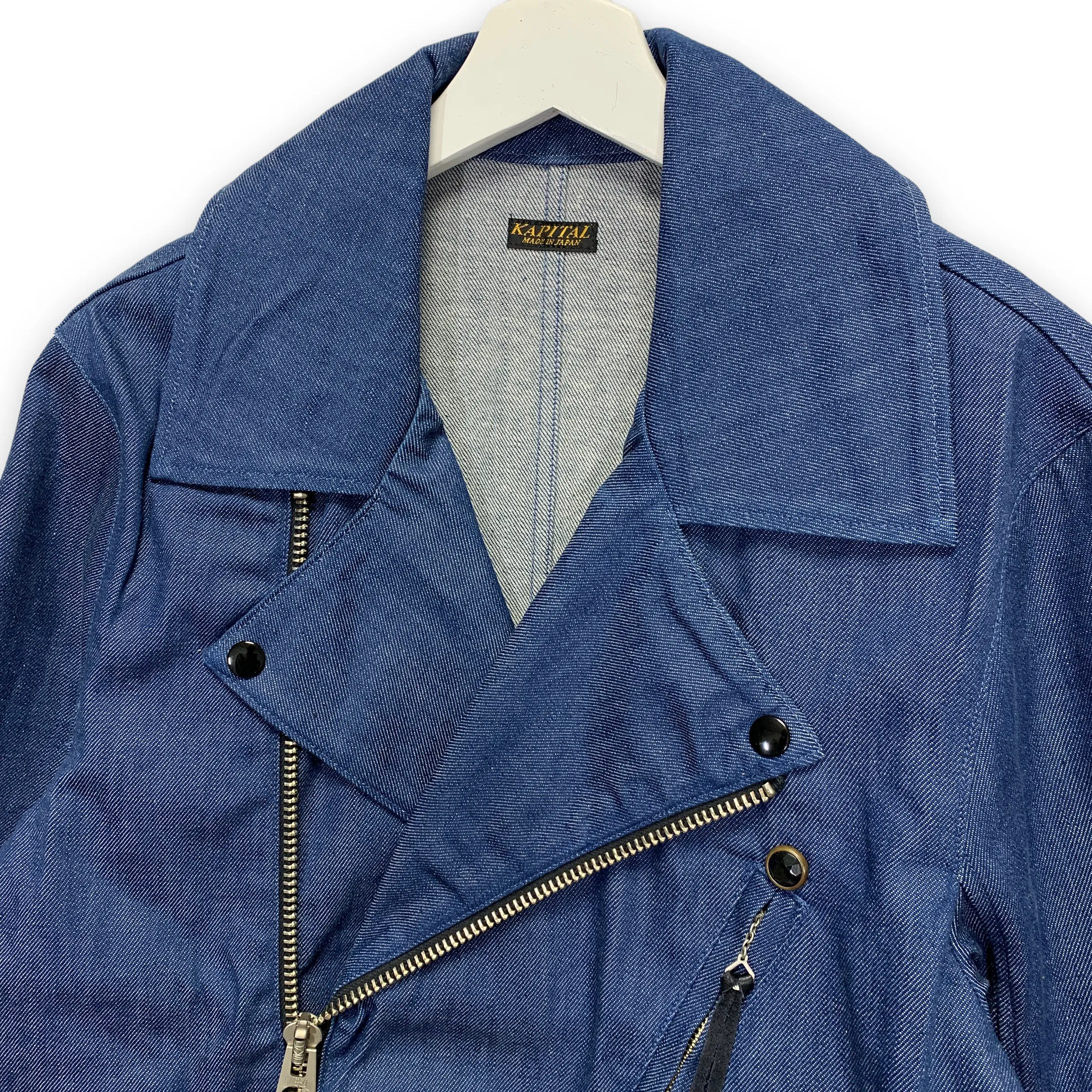 [L] Kapital One Wash Denim Double Riders Motorcycle Jacket