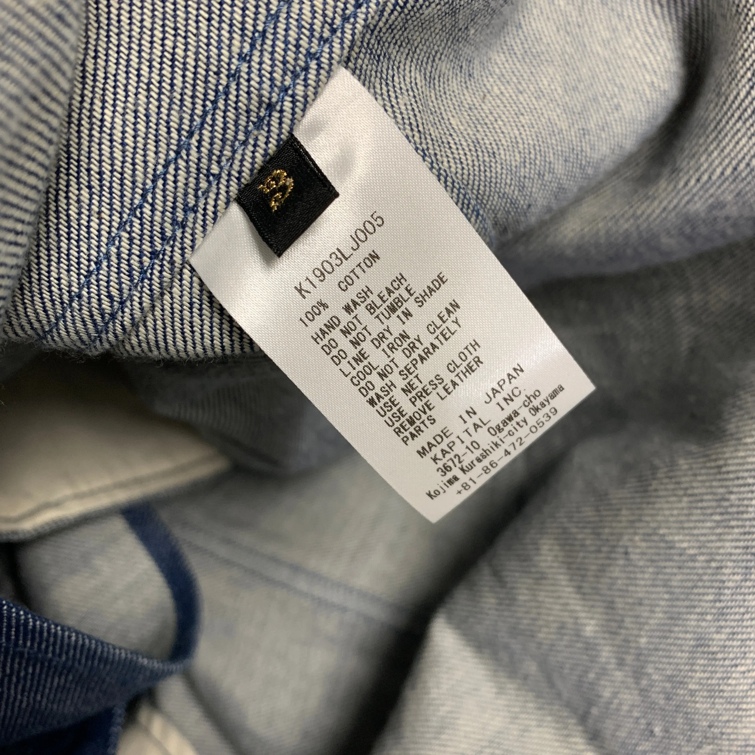 [L] Kapital One Wash Denim Double Riders Motorcycle Jacket