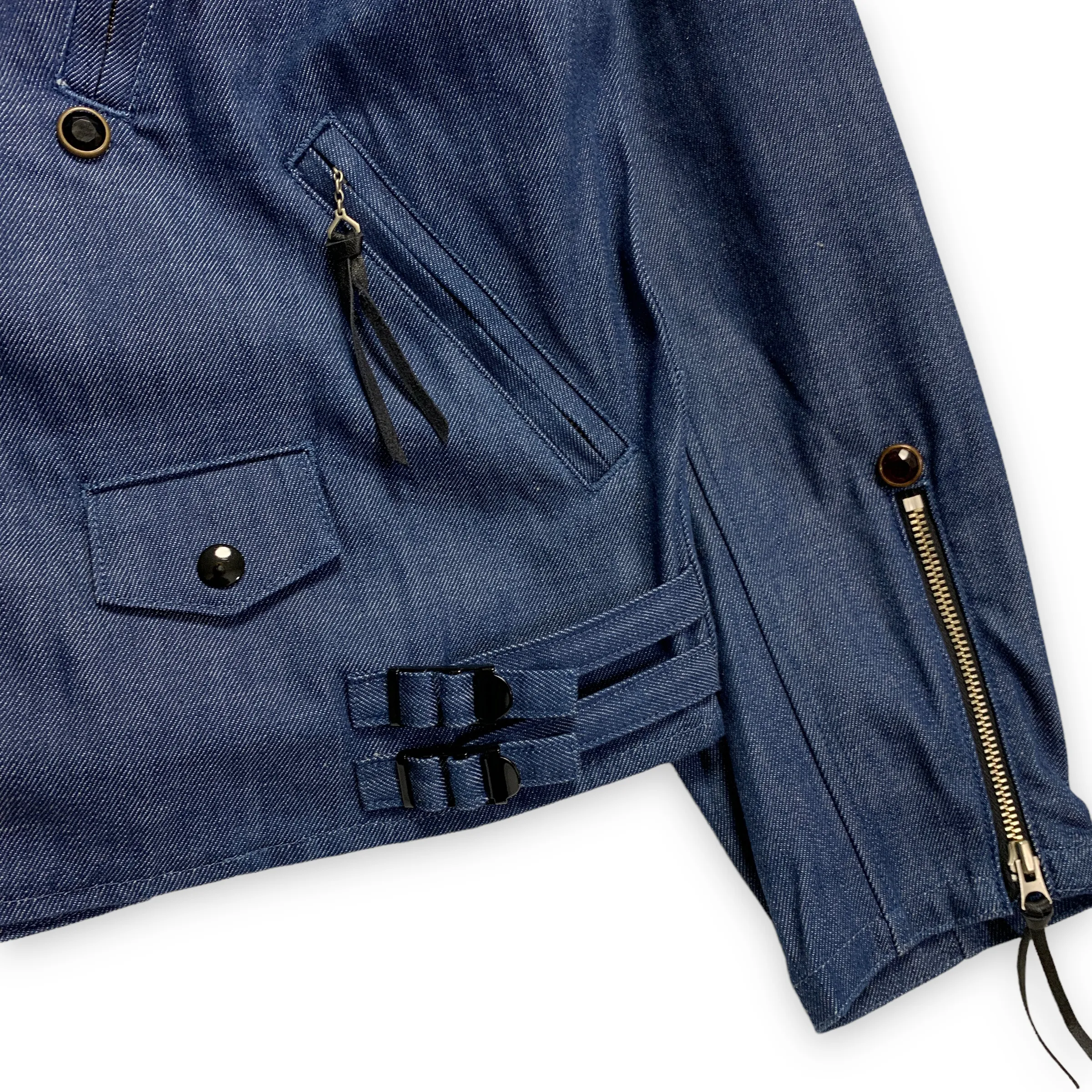 [L] Kapital One Wash Denim Double Riders Motorcycle Jacket