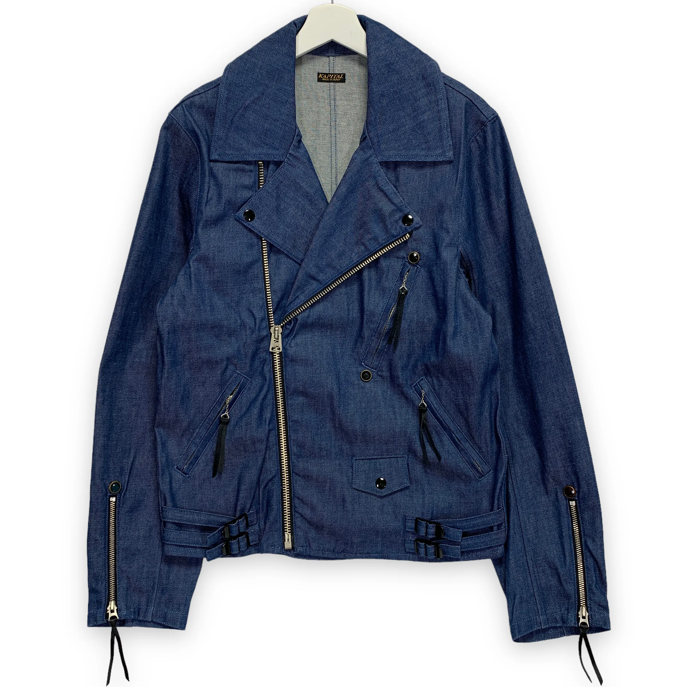 [L] Kapital One Wash Denim Double Riders Motorcycle Jacket