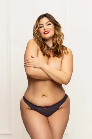 Lace Panty With Heart Cut Out  Back - 3x/4x - Black