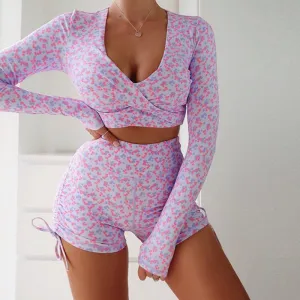 Lace-up New Long-sleeved Shorts Casual Sexy Sports Fitness Yoga Suit Women legging