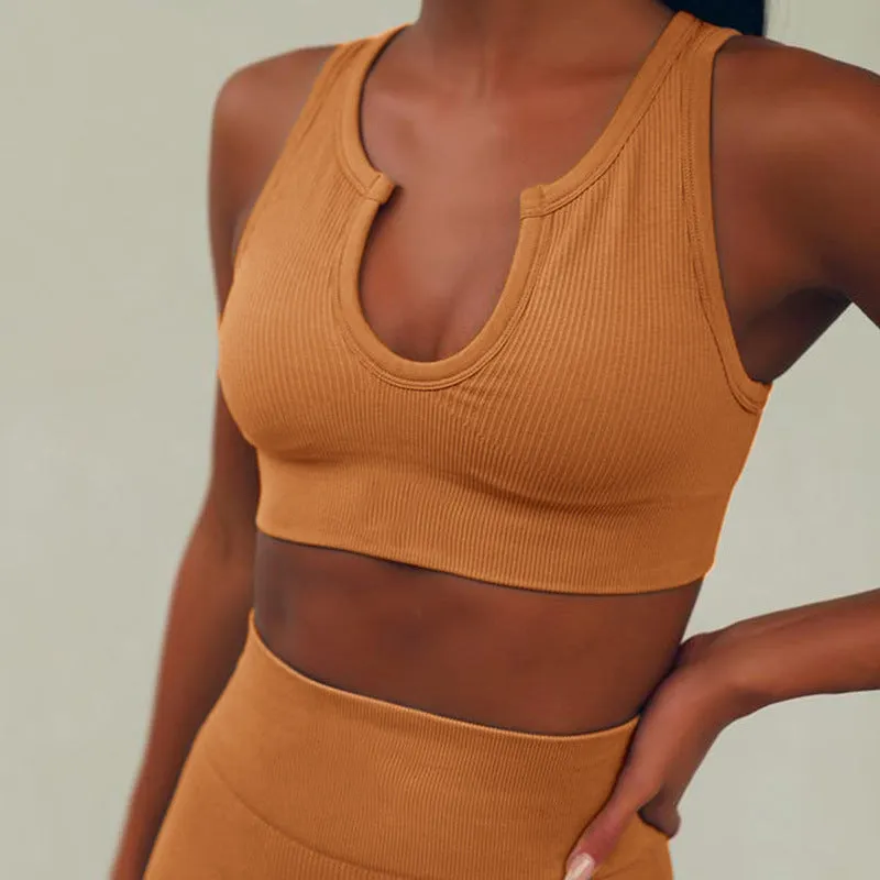 Ladies High Waist Seamless Yoga Suit Sports Fitness Suit trendy