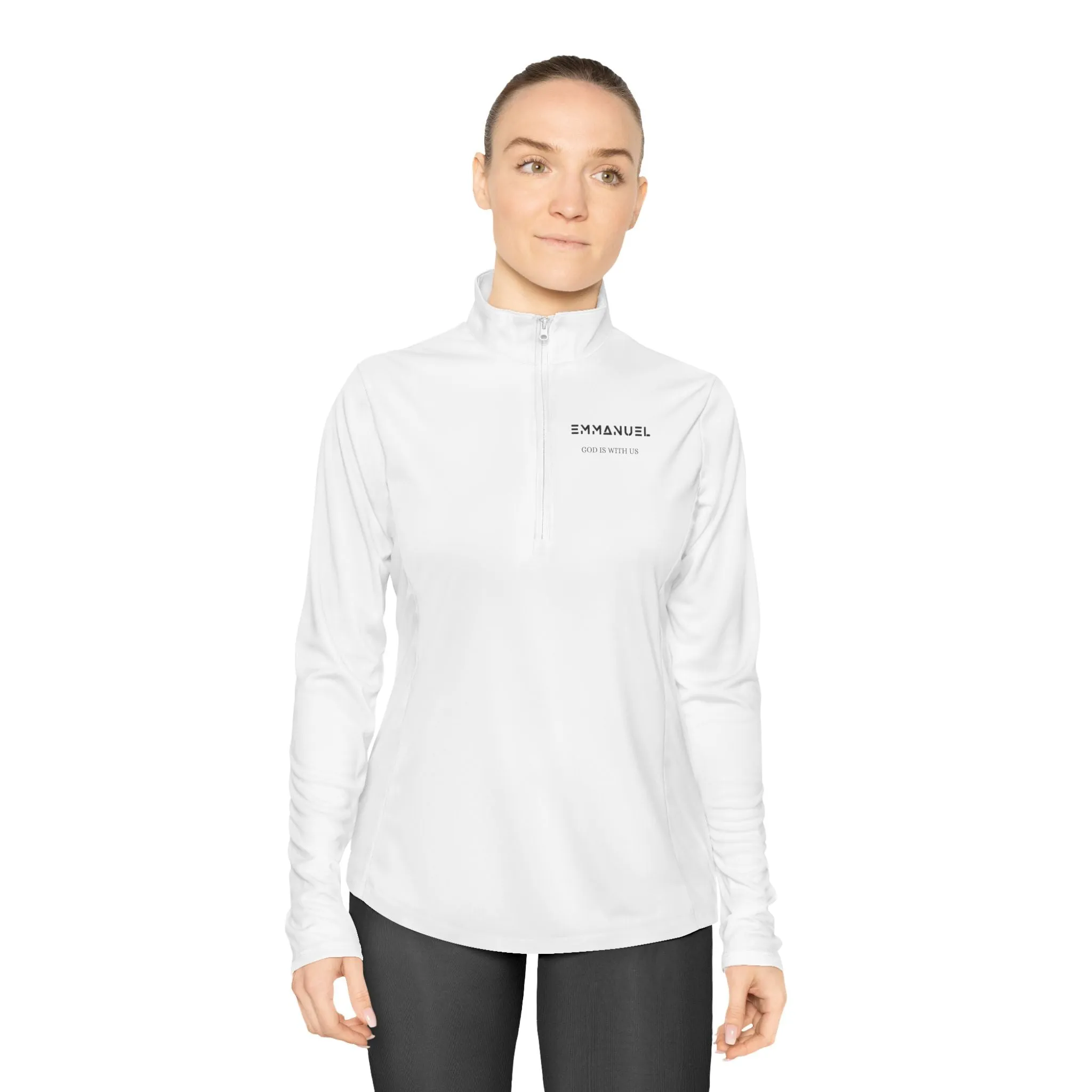 Ladies Quarter-Zip Pullover - "God is With Us" - Comfortable and Stylish for Every Occasion