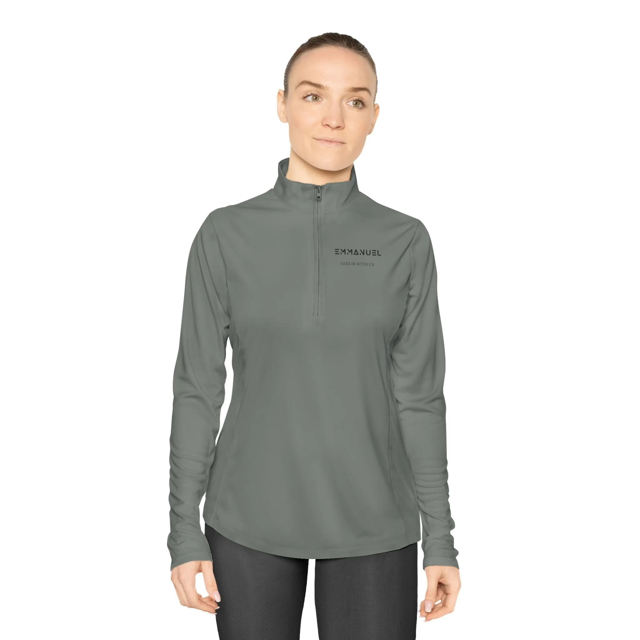 Ladies Quarter-Zip Pullover - "God is With Us" - Comfortable and Stylish for Every Occasion