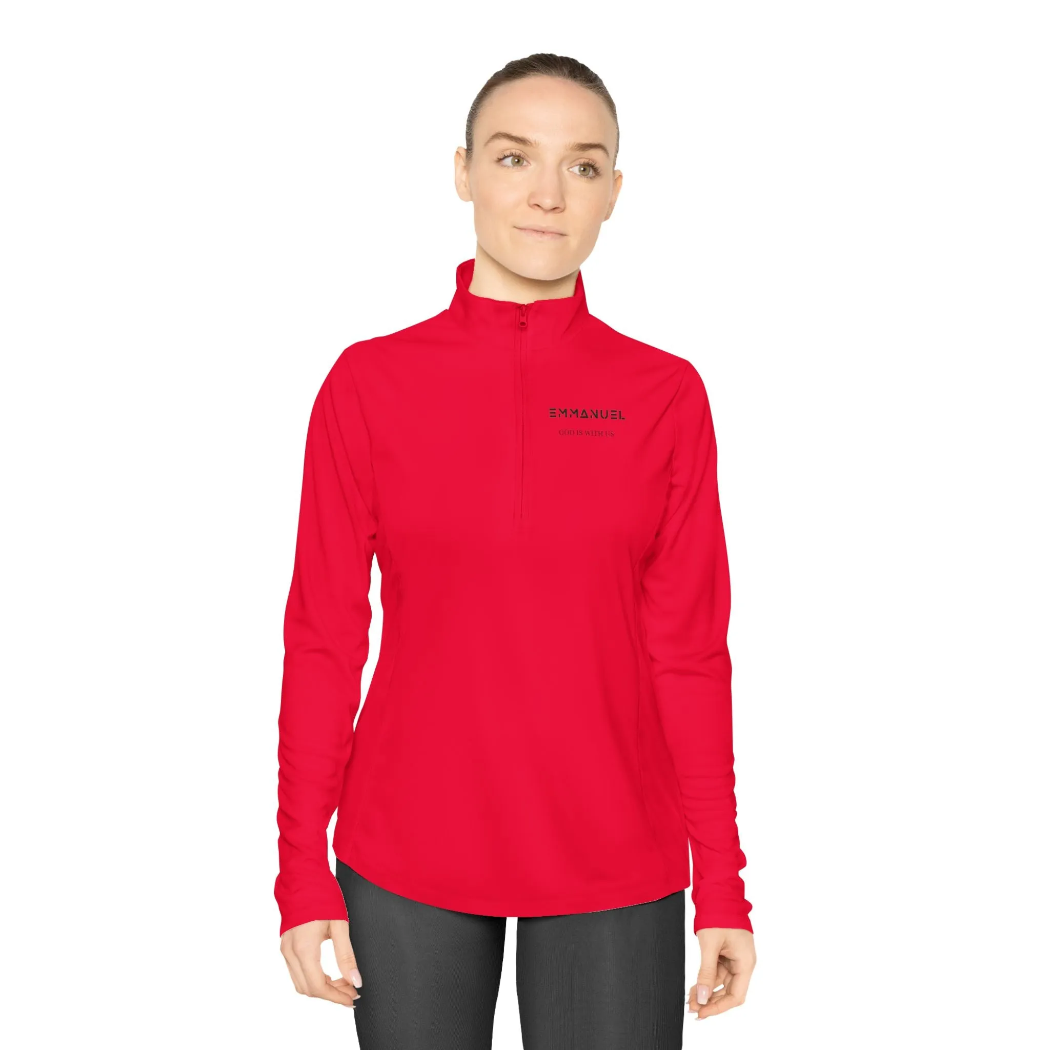 Ladies Quarter-Zip Pullover - "God is With Us" - Comfortable and Stylish for Every Occasion