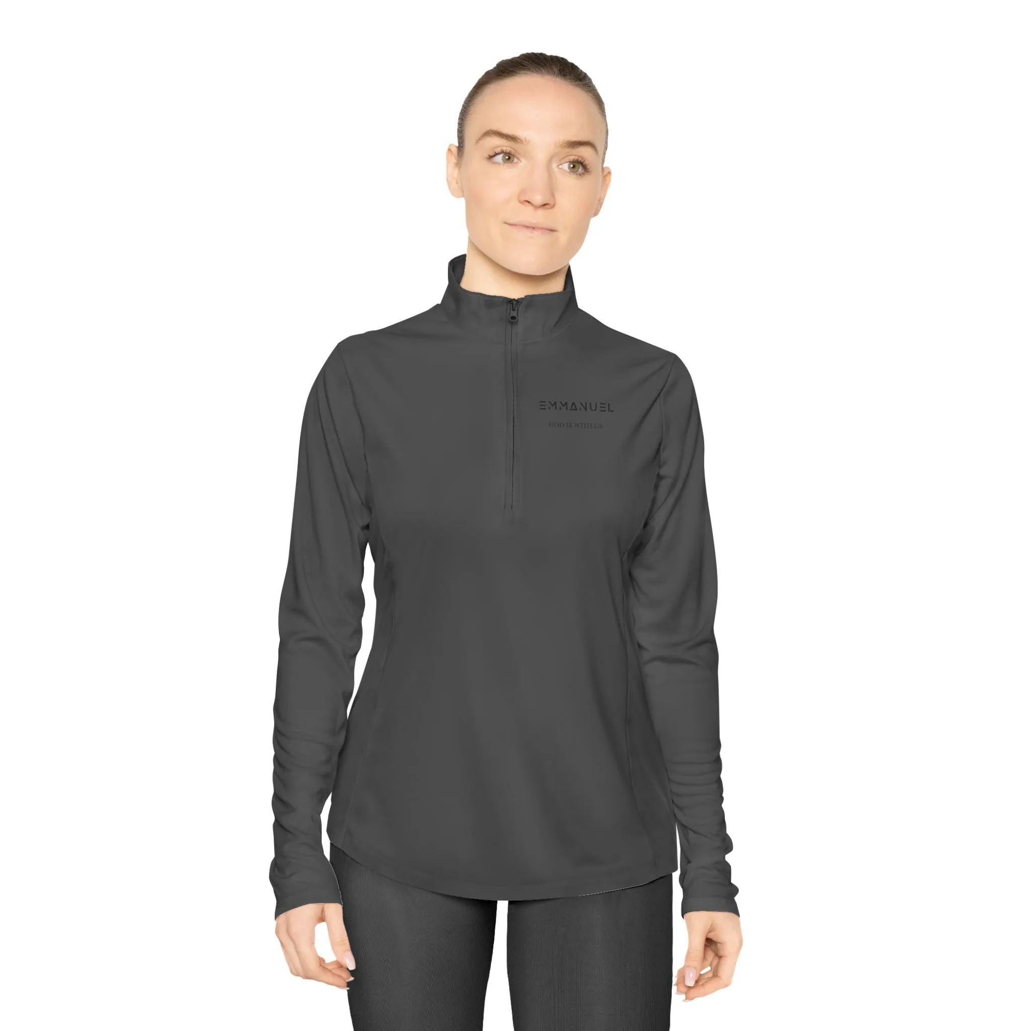 Ladies Quarter-Zip Pullover - "God is With Us" - Comfortable and Stylish for Every Occasion