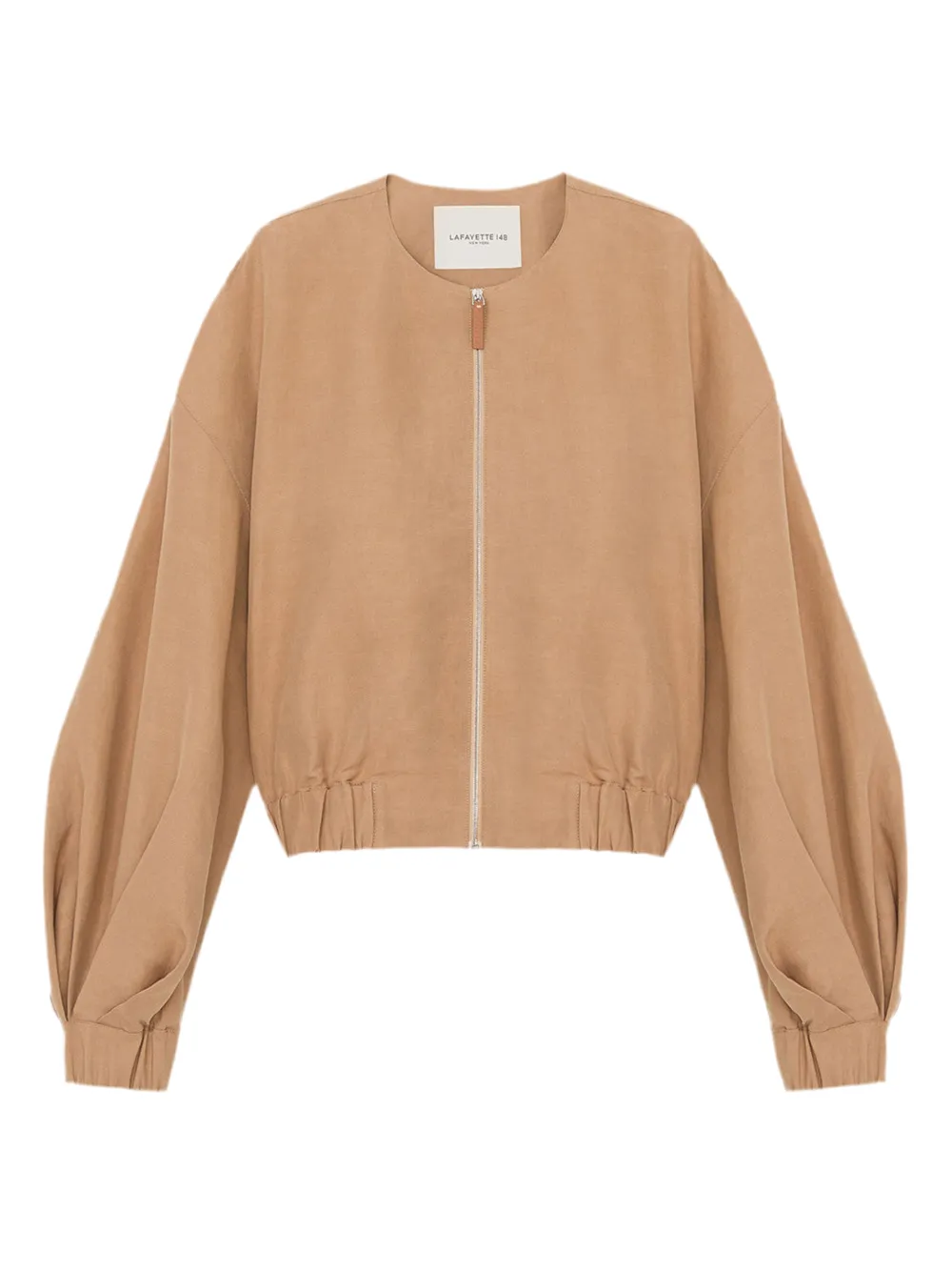 Lafayette 148 Balloon Sleeve Bomber Jacket in Camel