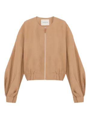 Lafayette 148 Balloon Sleeve Bomber Jacket in Camel