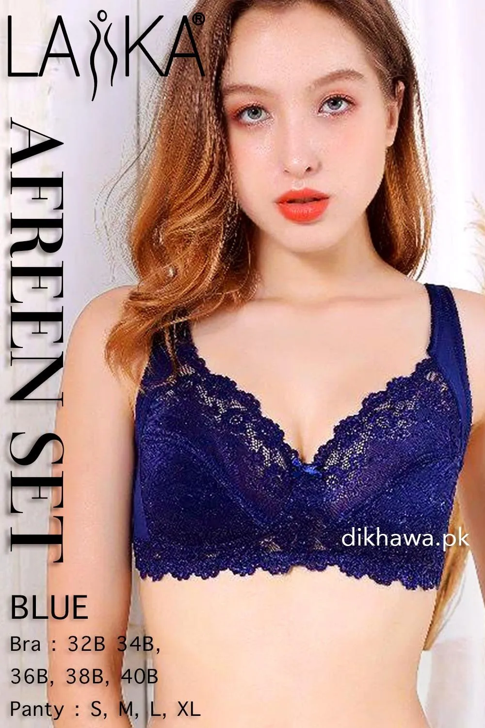 Laika - Afreen Set - Navy Blue Fancy Bridal Bra Panty Sets - Non Padded Non Wired Bra Panty Set