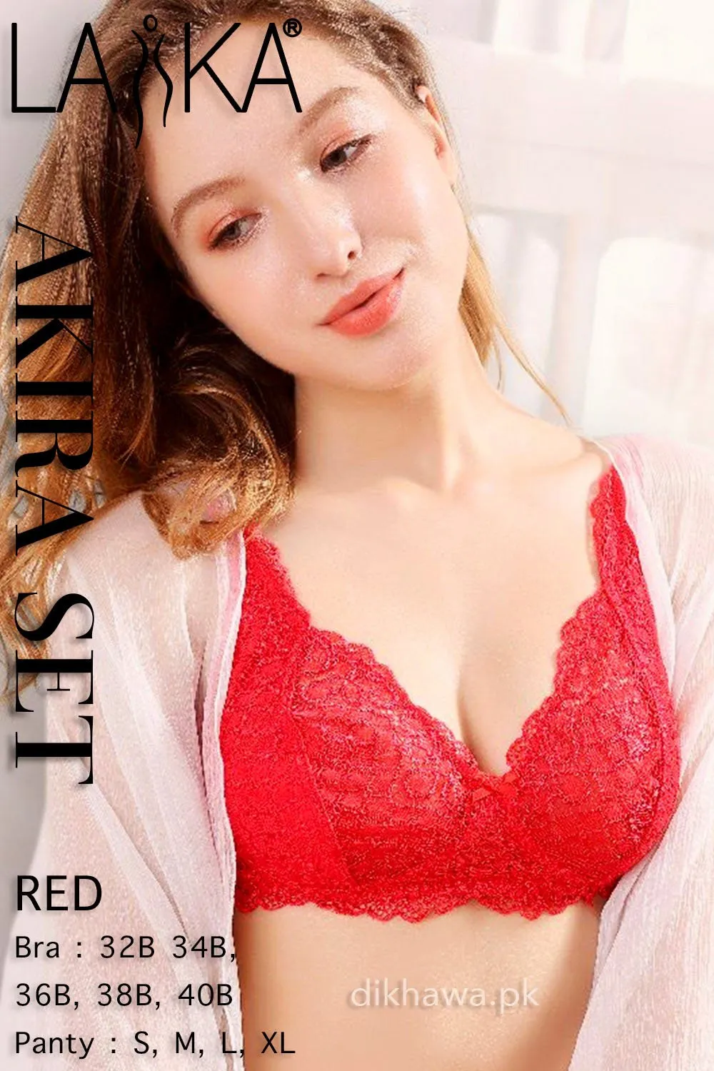 Laika - Akira Set - Red Bridal Bra Panty Sets - Non Padded Non Wired Bra Panty Set