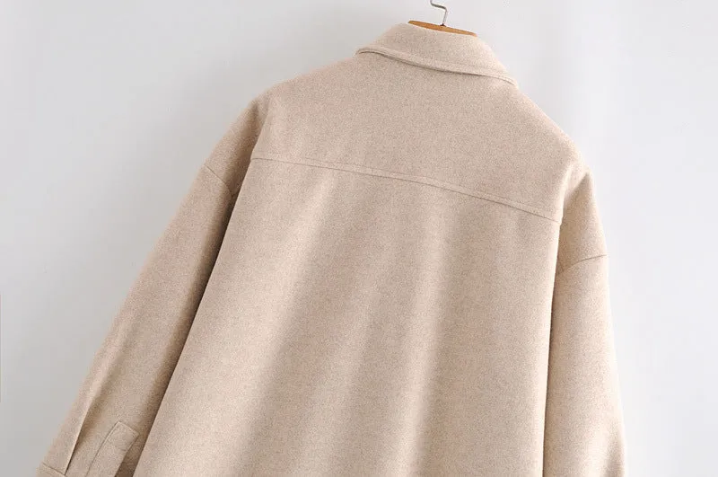 Lapel Collar Single-breasted Slit Leg Outerwear Long Coat
