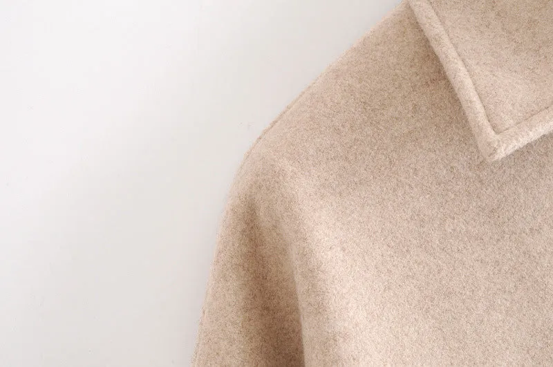 Lapel Collar Single-breasted Slit Leg Outerwear Long Coat