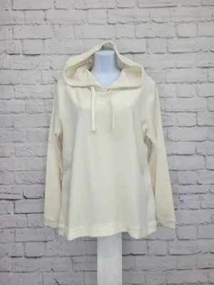 LARGE NATURAL A555367 Denim & Co. Active Velour Hooded Pullover