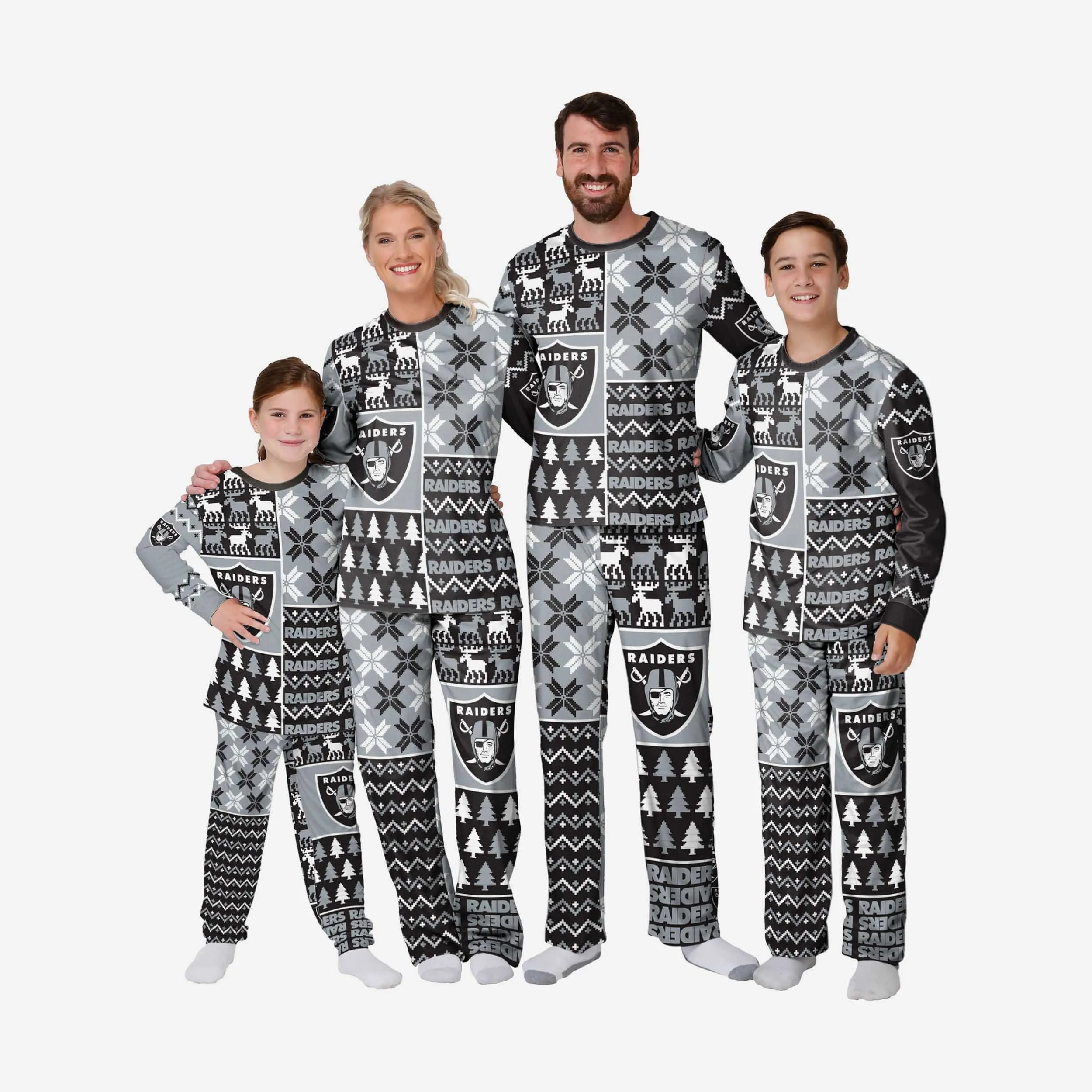 Las Vegas Raiders Infant Busy Block Family Holiday Pajamas