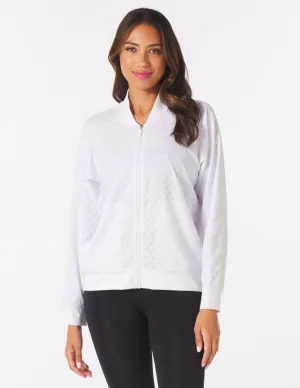 Laser Cut Sunrise Bomber: White/White