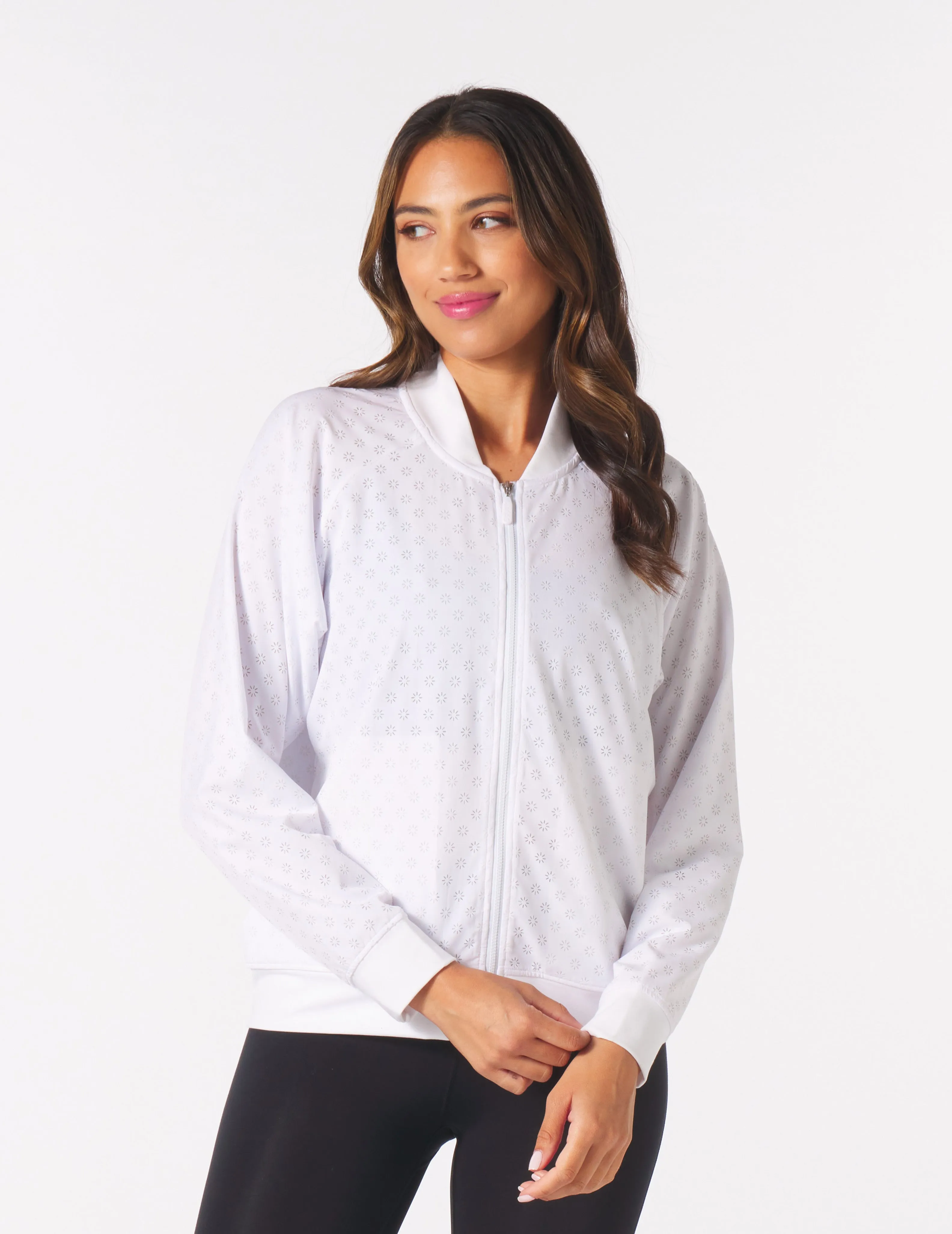 Laser Cut Sunrise Bomber: White/White