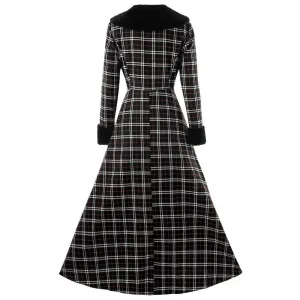 Lauren Lindsey Vintage Elegant Asymmetric Plaid Wool Coat