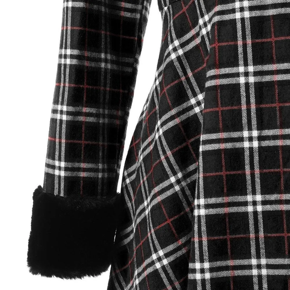 Lauren Lindsey Vintage Elegant Asymmetric Plaid Wool Coat