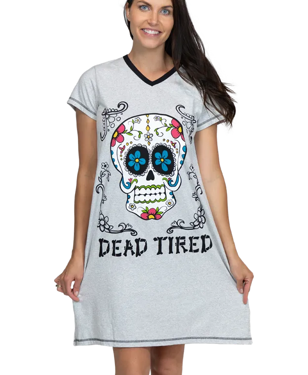 Lazy One Women's Dead Tired V-Neck Night Shirt