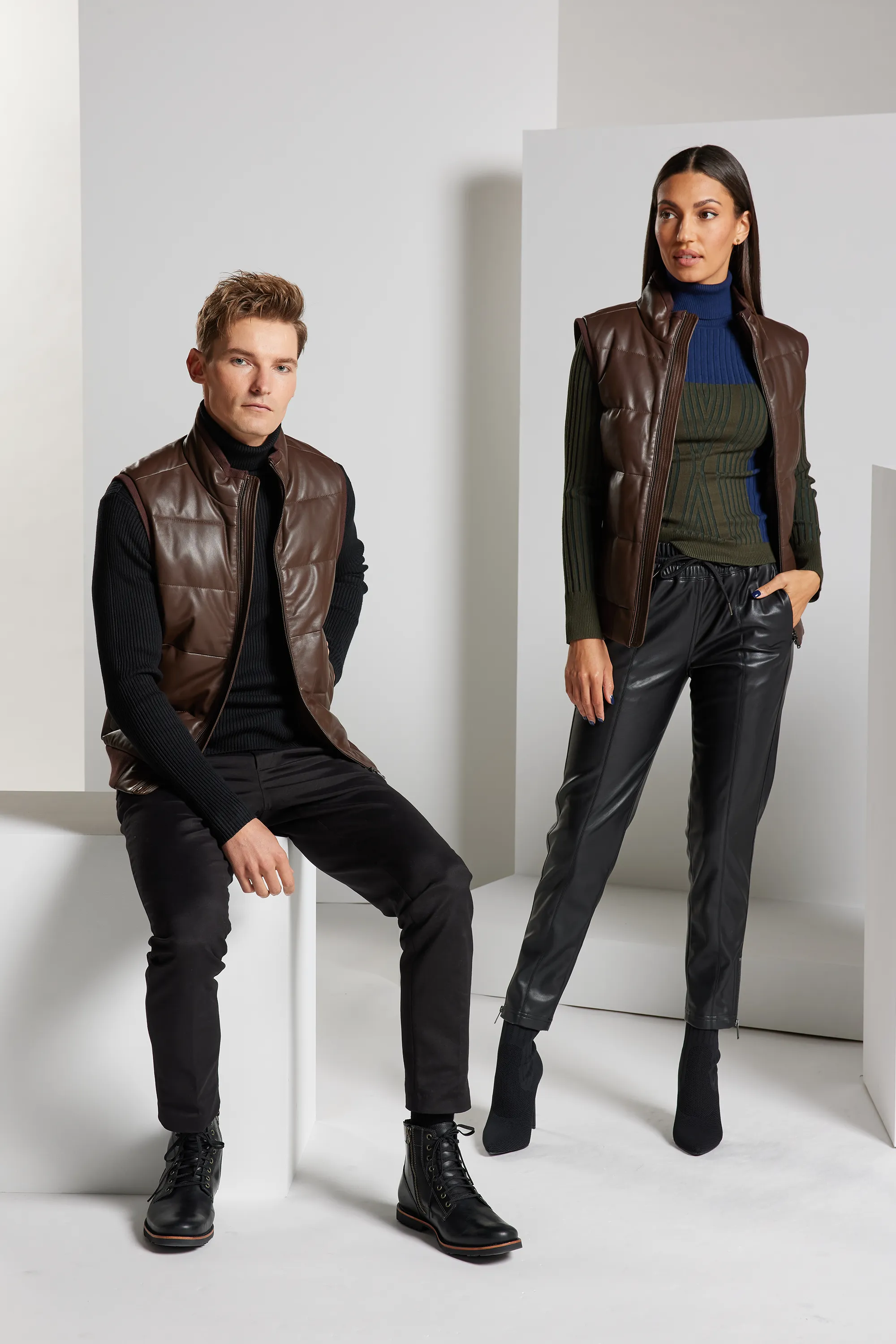 Leather Down Vest