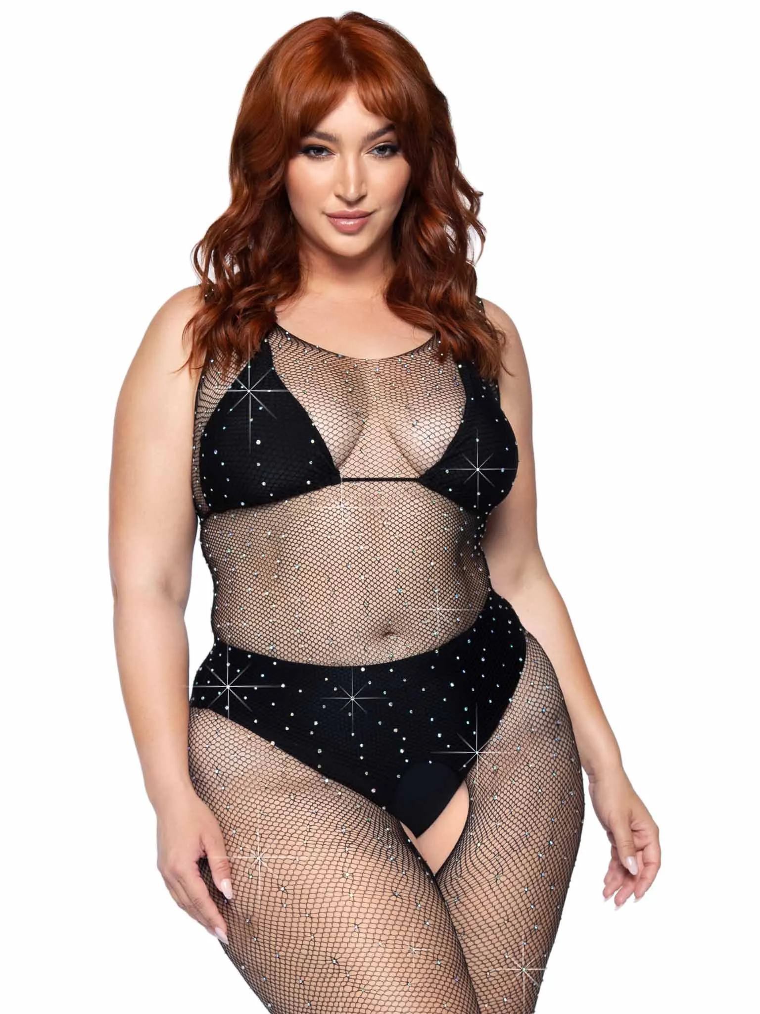 Leg Avenue Crystalized Fishnet Tank Bodystocking 89232 O/S   Queen Size