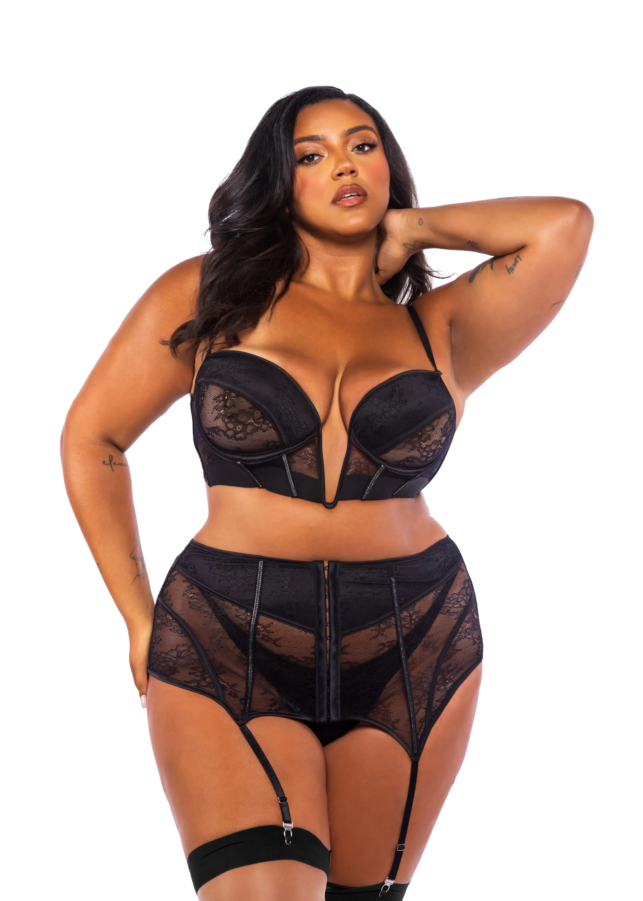 LI714 - Belle Noir 3-Piece Garter Skirt Set
