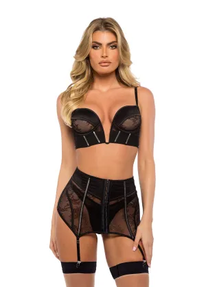 LI714 - Belle Noir 3-Piece Garter Skirt Set