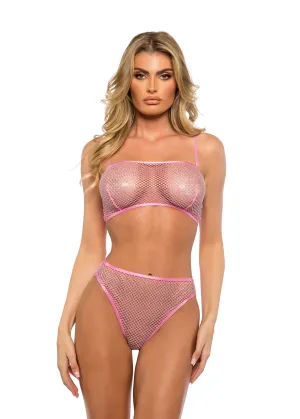 LI729 - Think Pink Rhinestone Tube 2-Piece Short Set