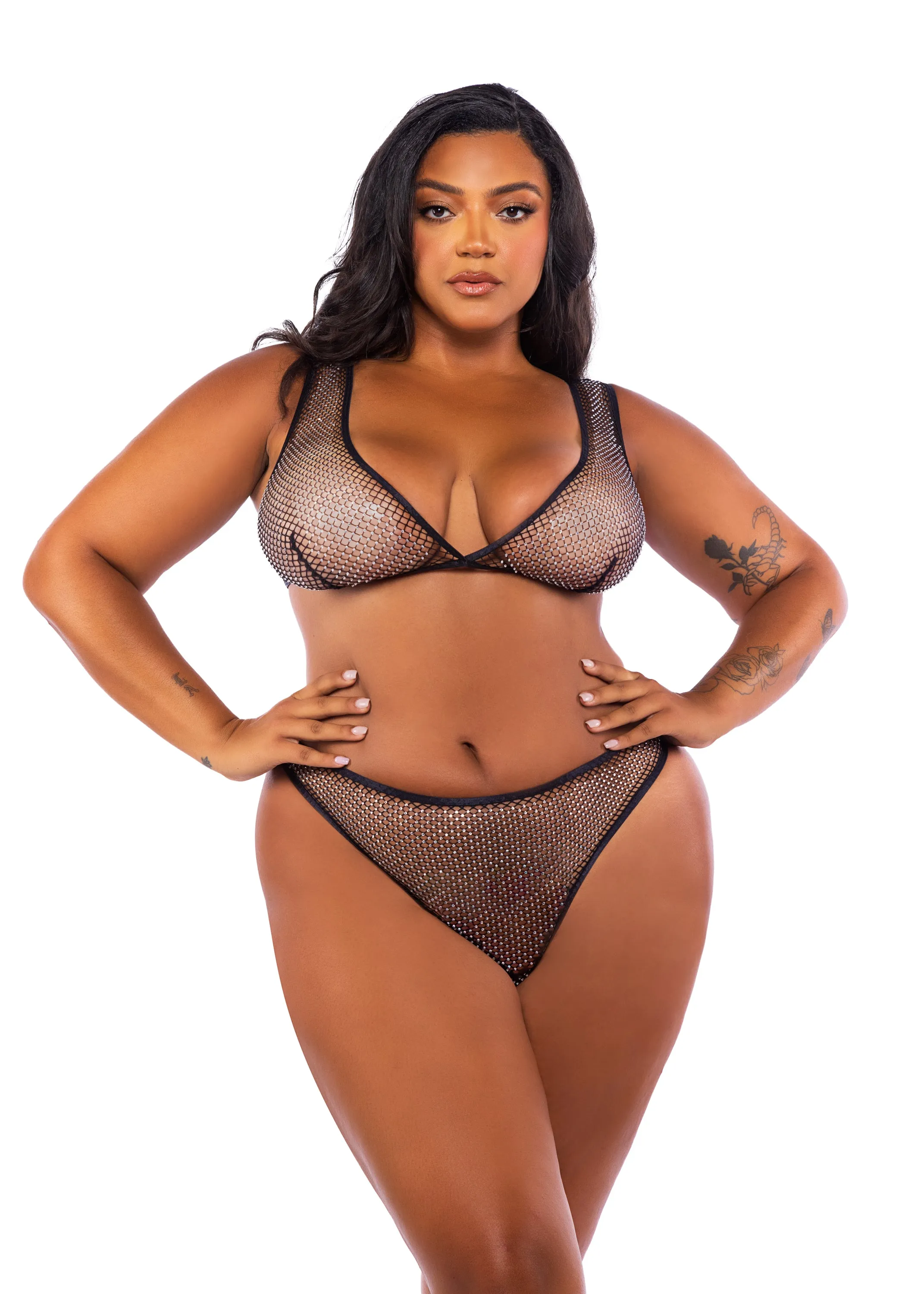 LI754 - Think Pink Rhinestone Bralette 2-Piece Short Set