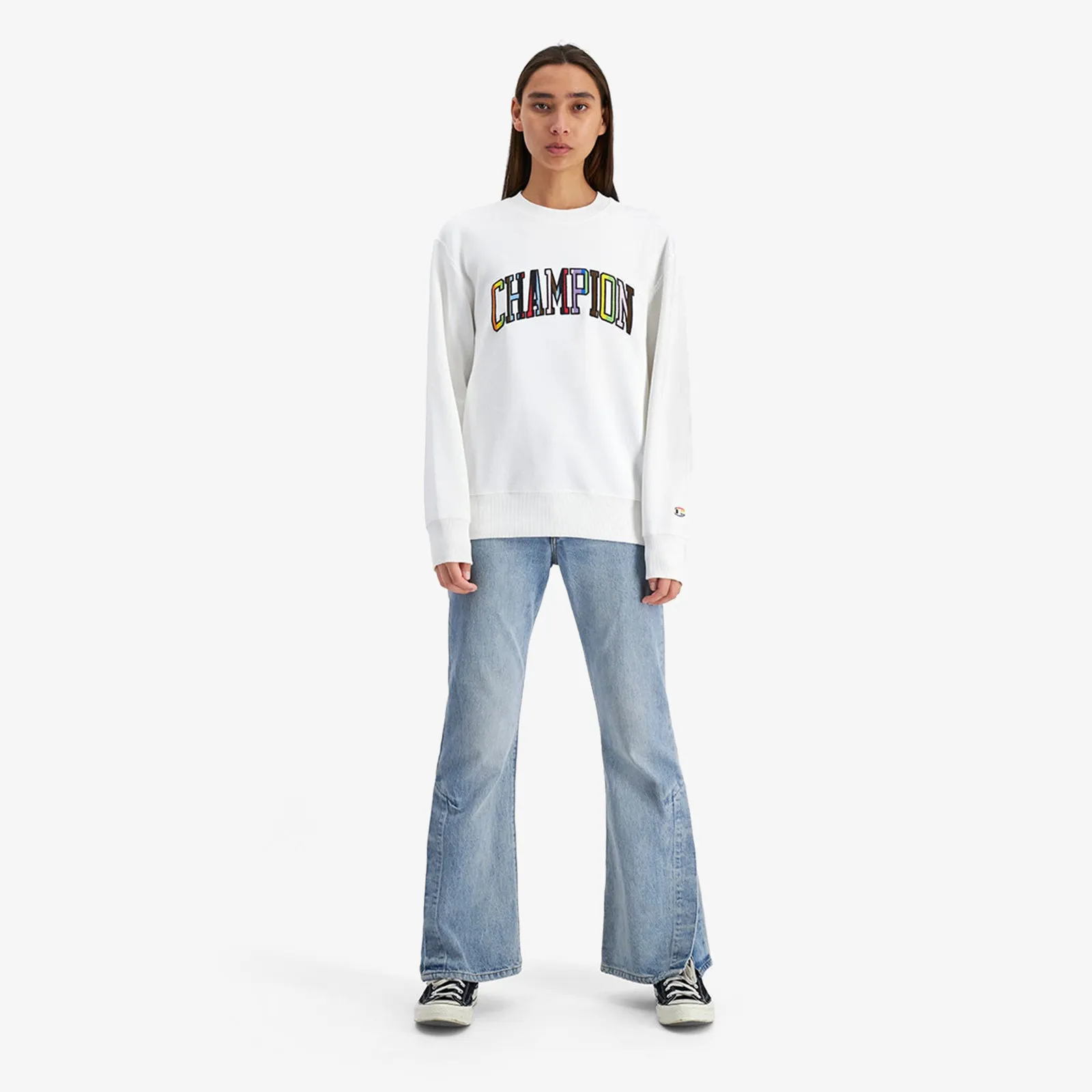 Lifestyle Jacquard Twill Pride Crew - White