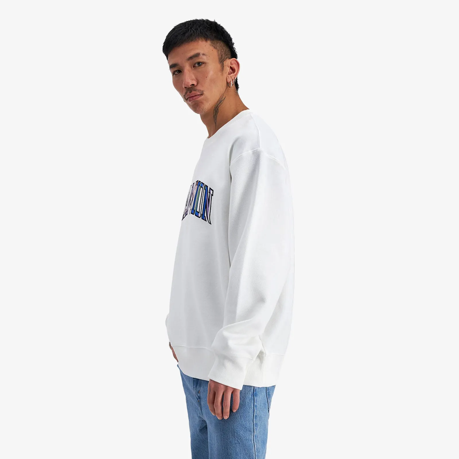 Lifestyle Jacquard Twill Pride Crew - White
