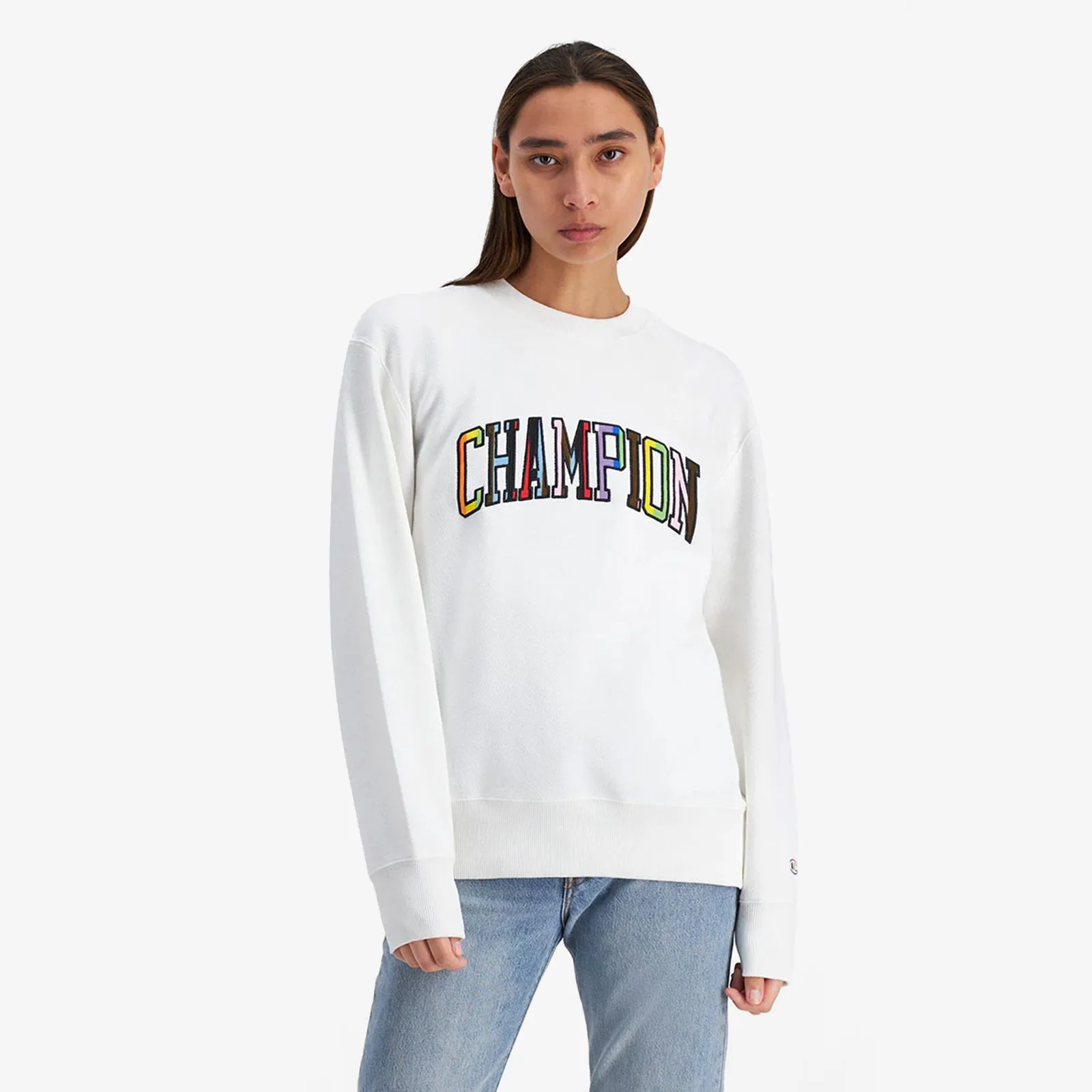 Lifestyle Jacquard Twill Pride Crew - White