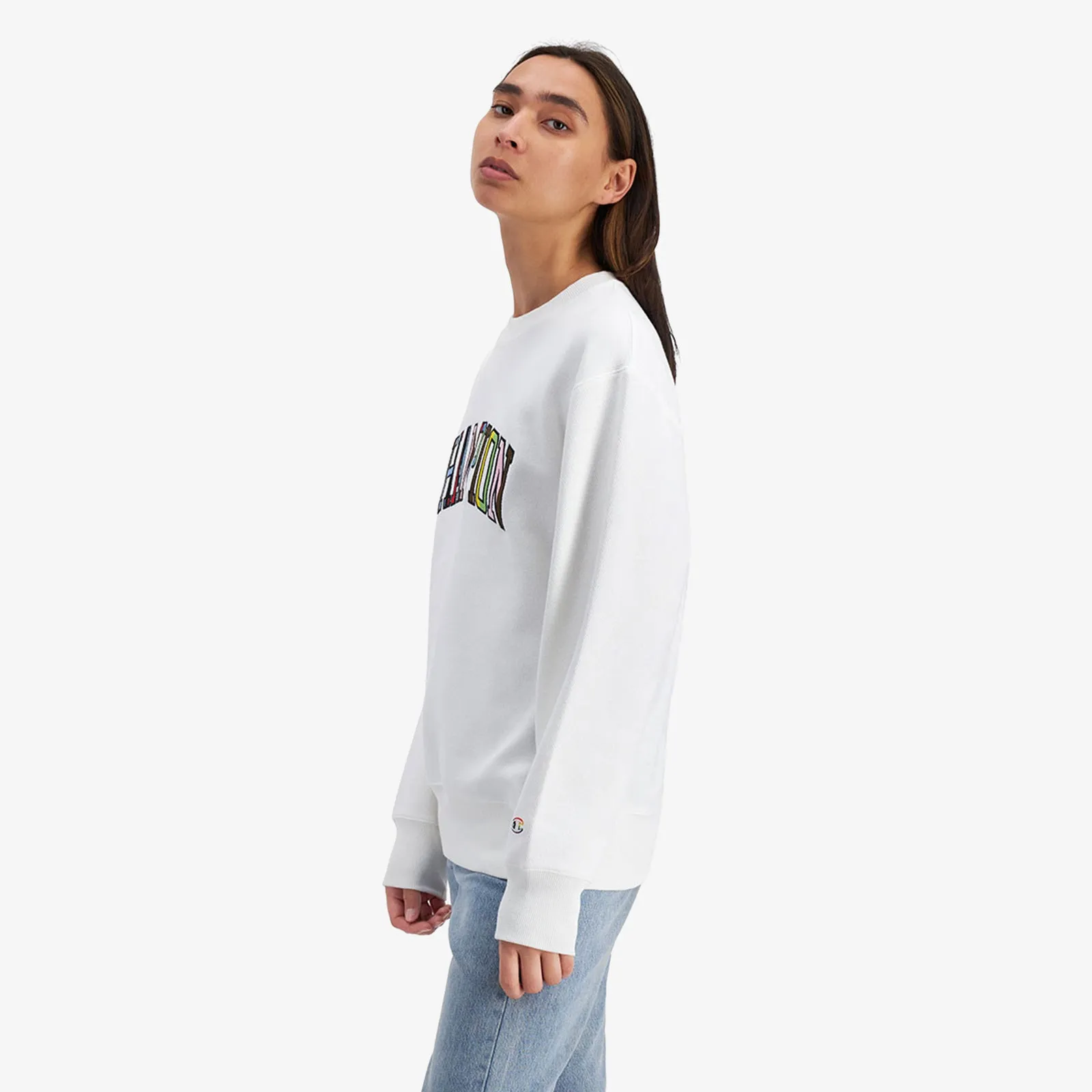 Lifestyle Jacquard Twill Pride Crew - White