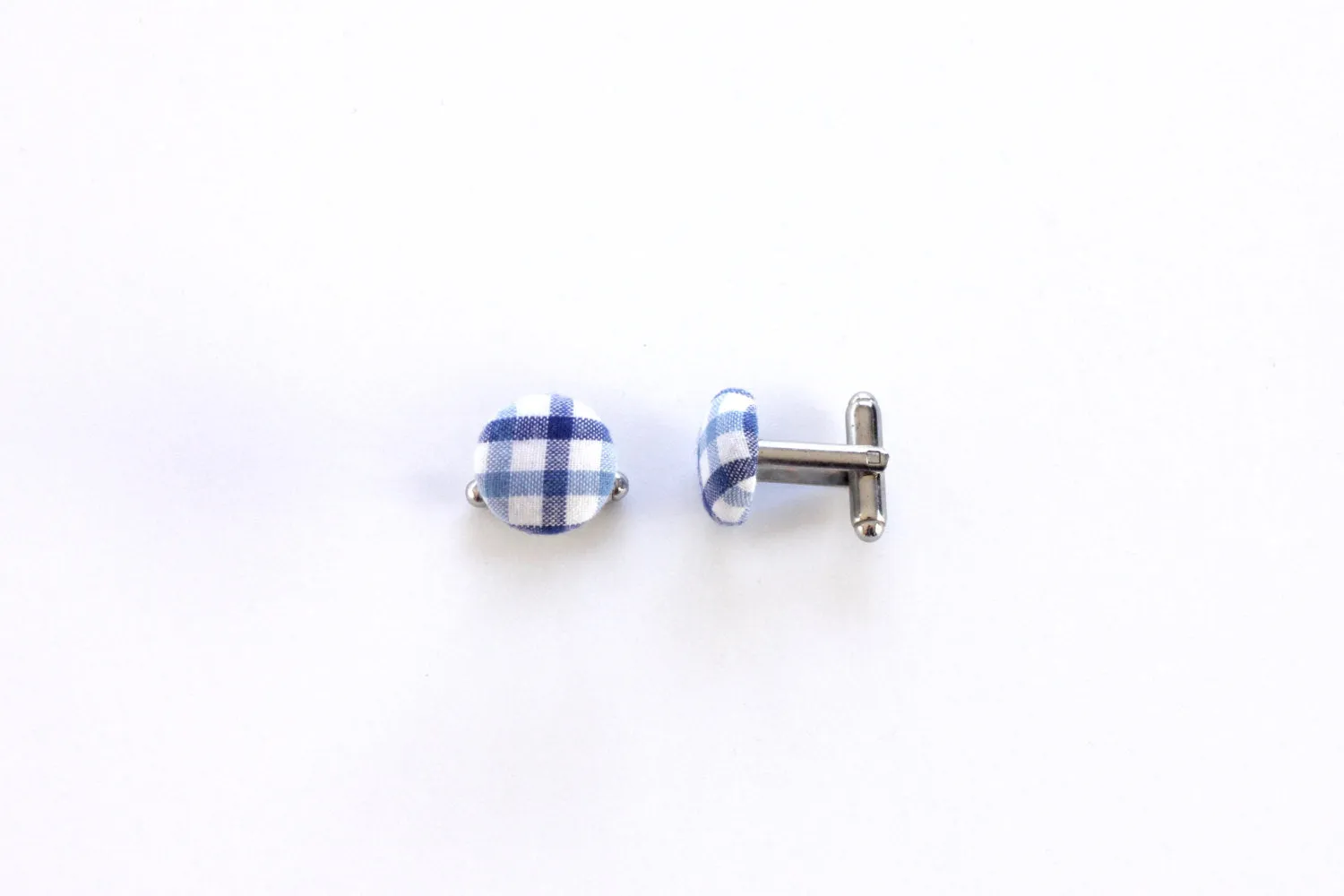 Light Blue and Navy Gingham Bow Tie