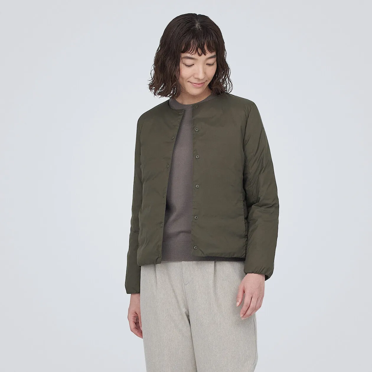 Lightweight Collarless Down jacket