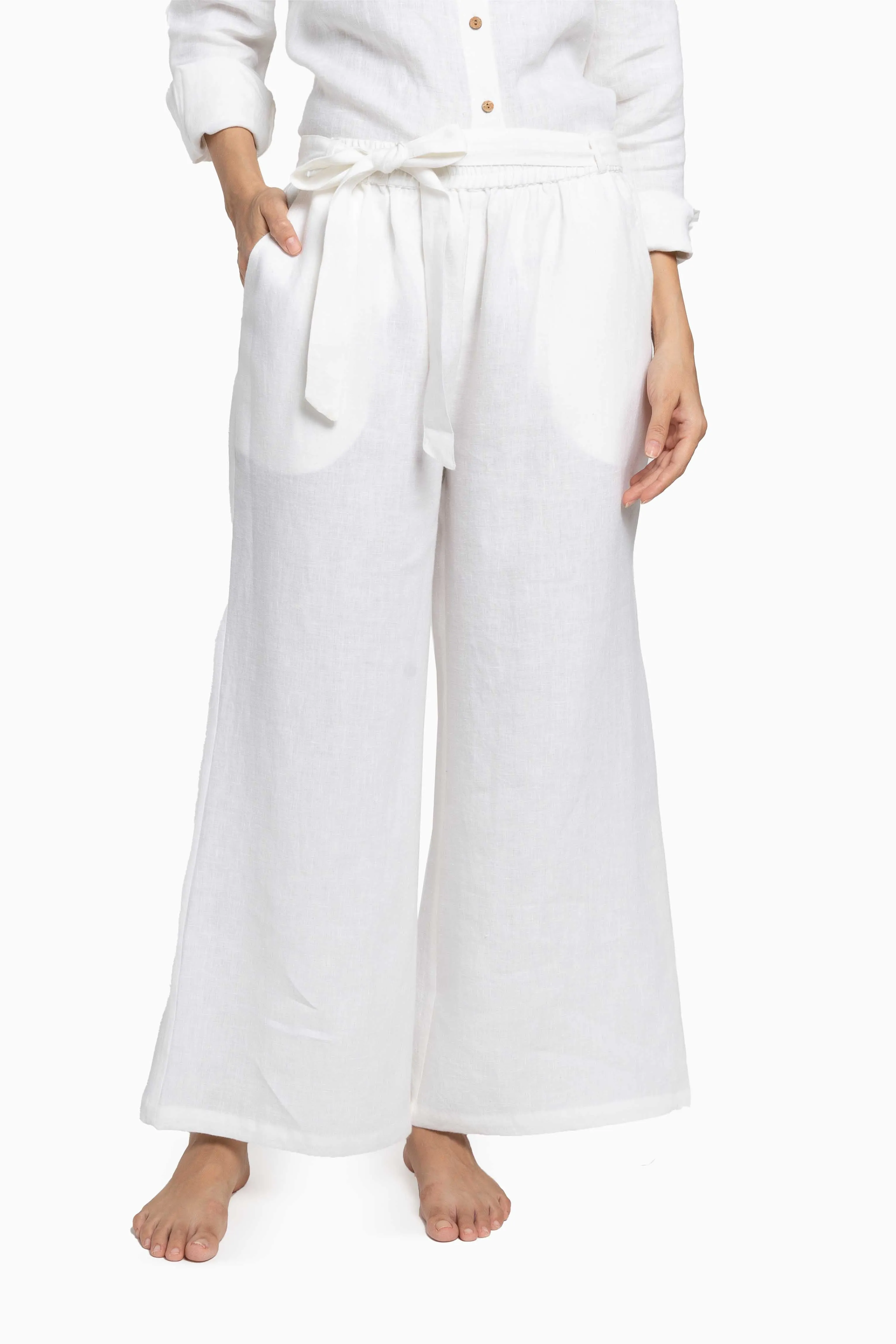 Linen Cecilia Pant-Oatmeal