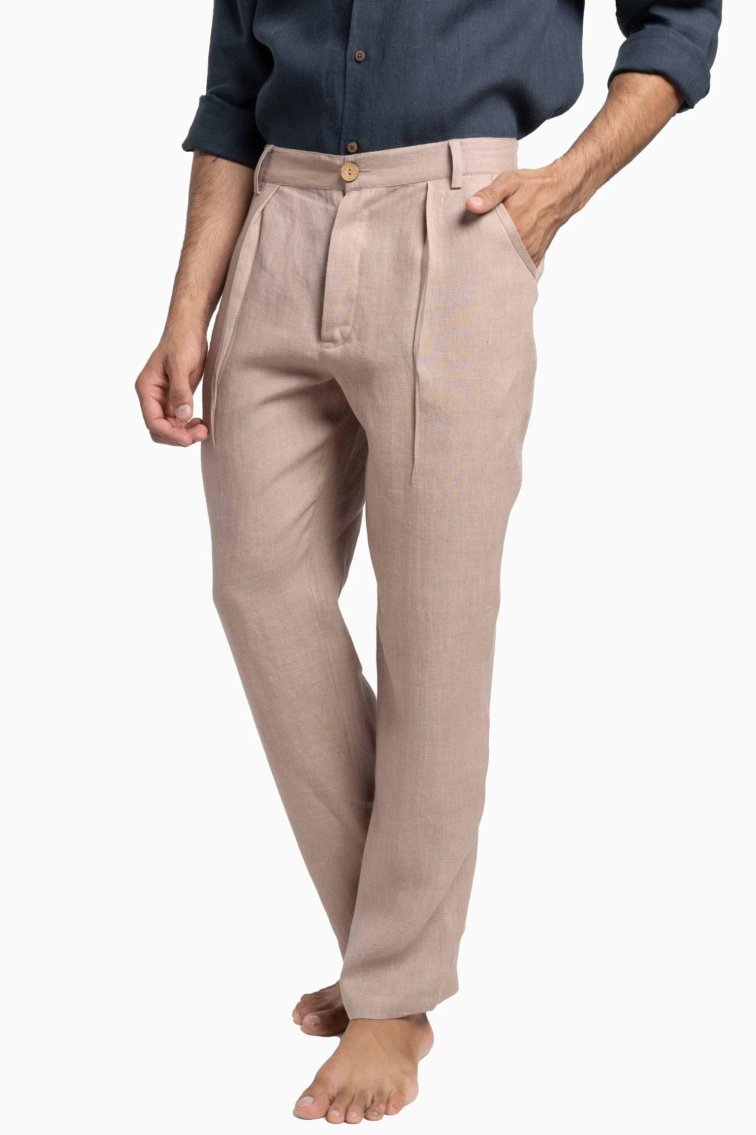 Linen Silas Pant-Sunburnt Yellow