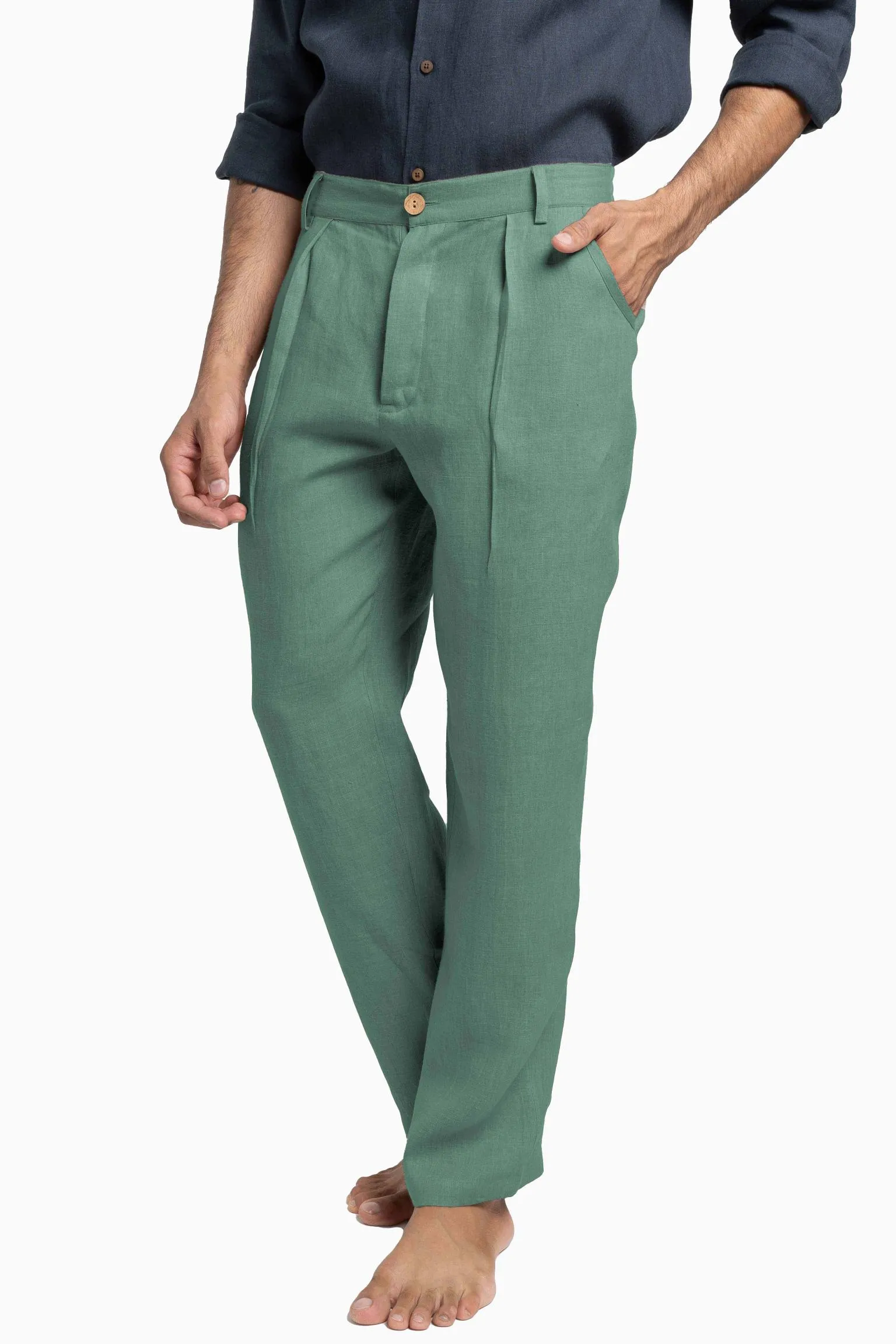 Linen Silas Pant-Sunburnt Yellow