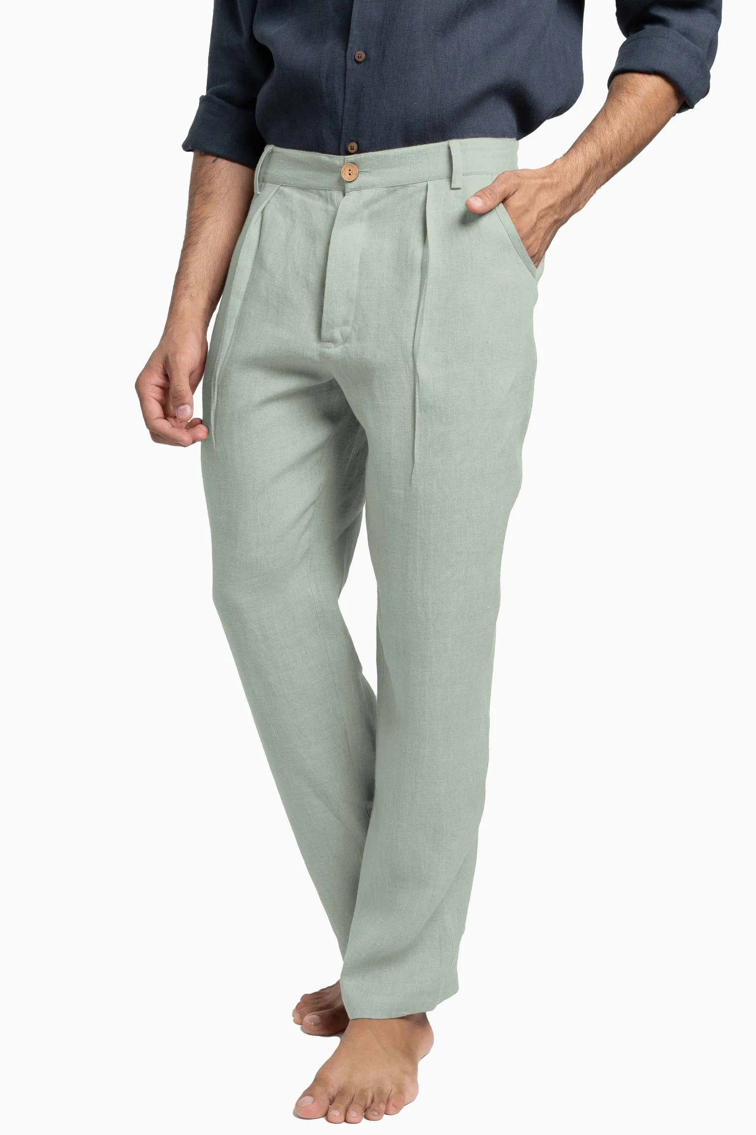 Linen Silas Pant-Sunburnt Yellow
