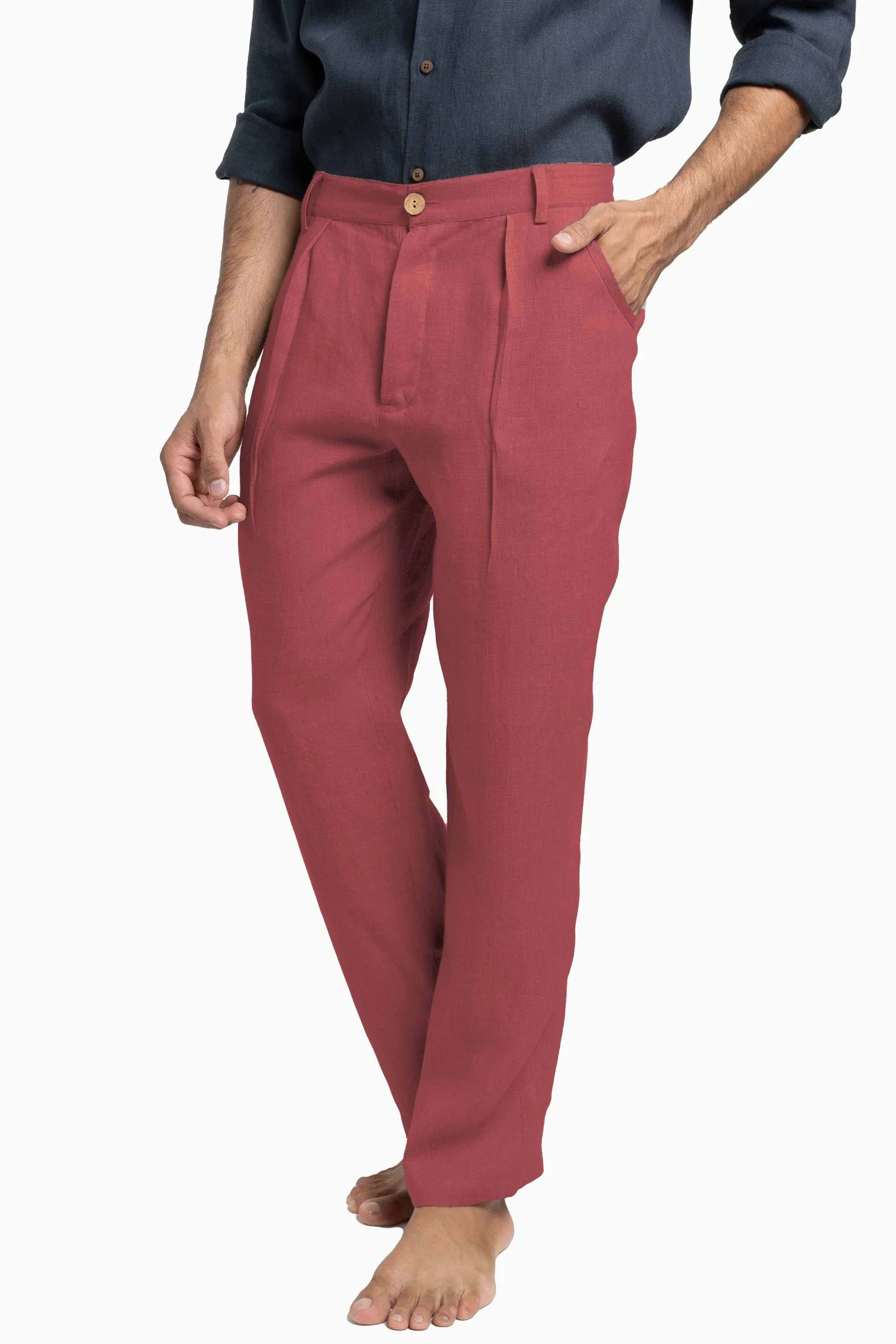 Linen Silas Pant-Sunburnt Yellow