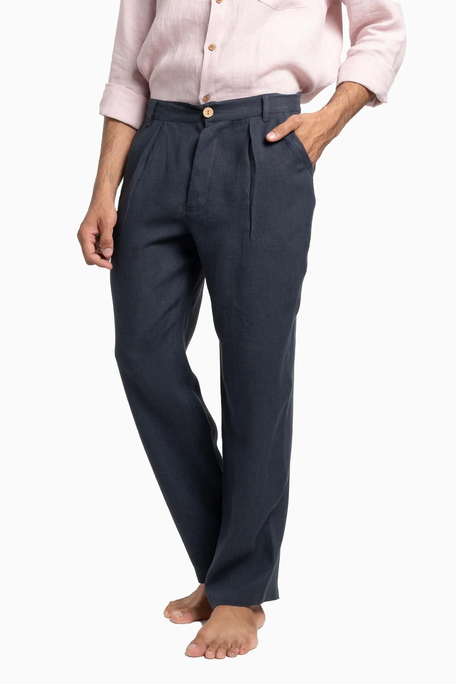 Linen Silas Pant-Sunburnt Yellow