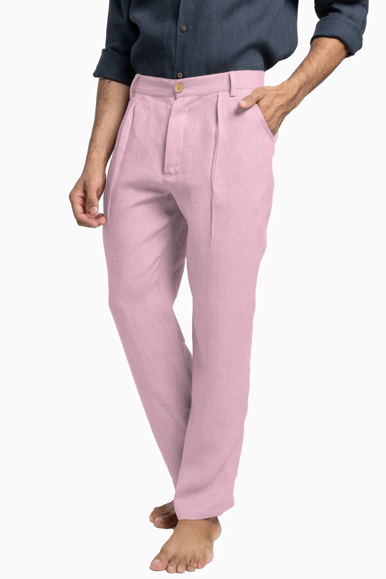 Linen Silas Pant-Sunburnt Yellow