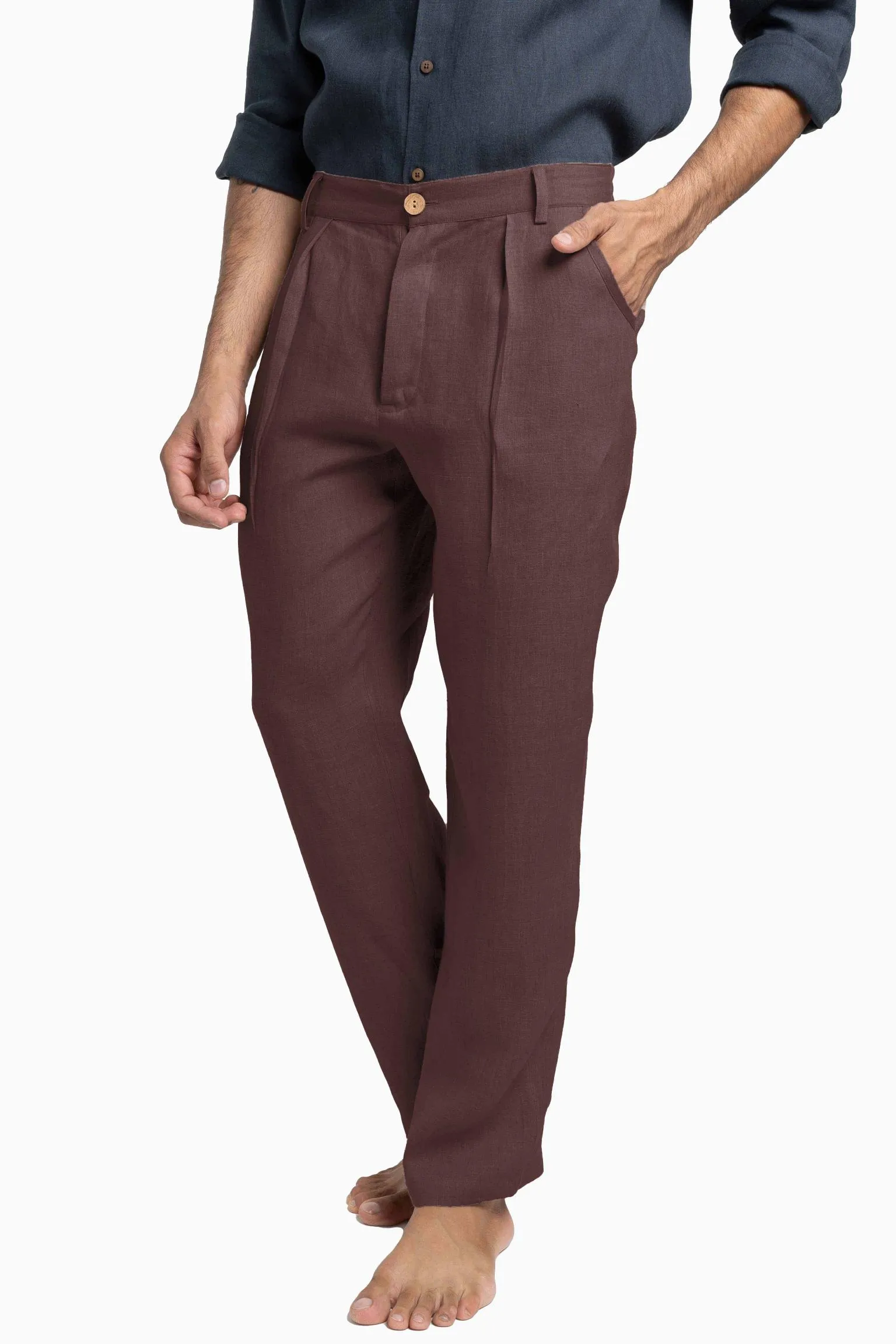 Linen Silas Pant-Sunburnt Yellow