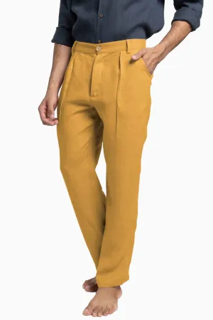 Linen Silas Pant-Sunburnt Yellow